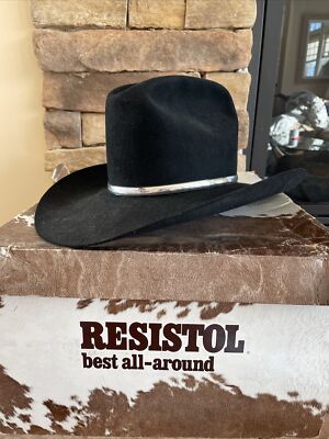 Vintage Resistol Cowboy Hat 6 3/4 Black Felt 4x Beaver Quicksilver