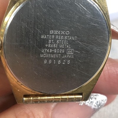 Vintage Seiko Quartz Watch Gold Tone Day Date V743-9029 Japan
