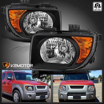 Fits 2003-2008 Honda Element Black Headlights Assembly Lamps Left+