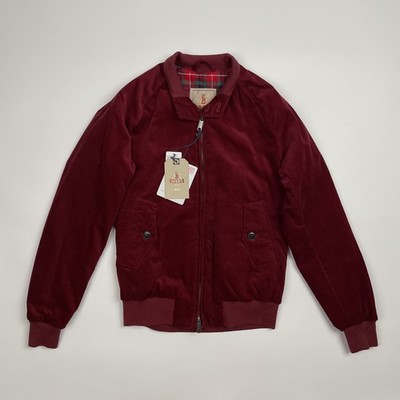 Baracuta Men's G9 Corduroy Harrington Jacket Burgundy Size 38