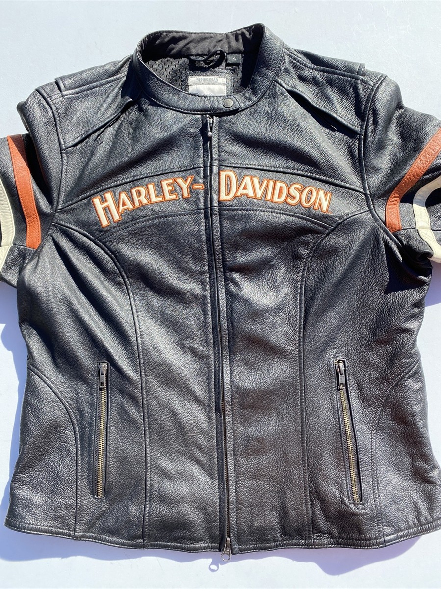 Harley Davidson Women's MISS ENTHUSIAST Black Leather Jacket XL