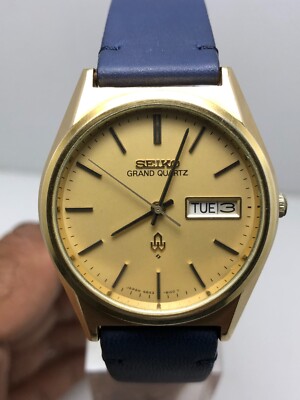 Vintage Seiko Grand Quartz 4843-8110 Day/Date Cap Gold Men's