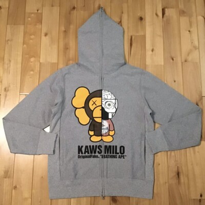 BAPE × original fake × KAWS milo full zip hoodie NIGO Gray A