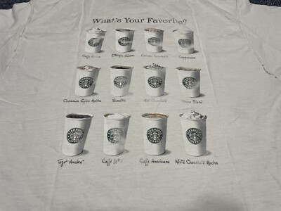 VTG 90s STARBUCKS Coffee Seattle White USA Promo Tee T-Shirt L L2