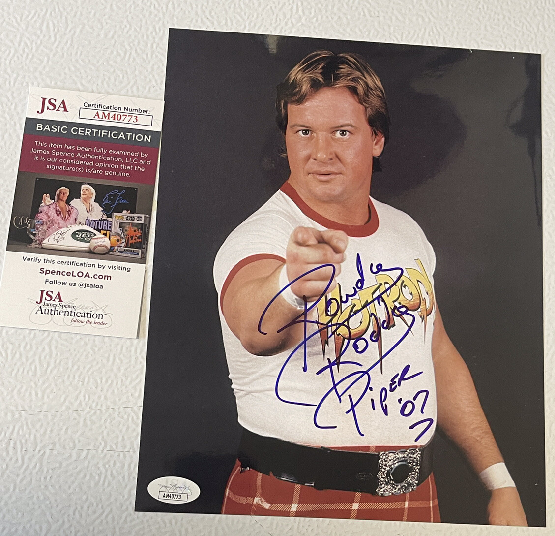 Hot Rod Rowdy Roddy Piper signed 8x10 Photo (JSA Authenticated