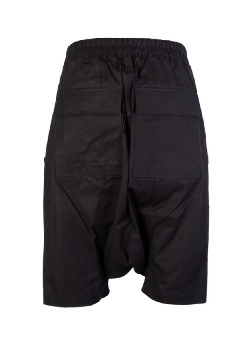RICK OWENS CARGO PODS SHORTS BLACK Zipper Drawstring Tecuatl Size