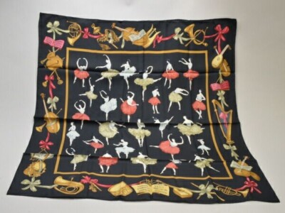Hermes Carre 90 La Dance Scarf Silk Black Women | eBay