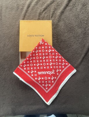 Supreme x Louis Vuitton LV Monogram Bandana Scarf Red 100