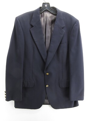 VINTAGE Burberry Jacket Men 44 Blue Wool Blazer Sport Coat
