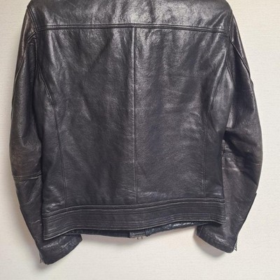 Burberry Black Label Men's Leather Riders Jacket Stand Collar Fur