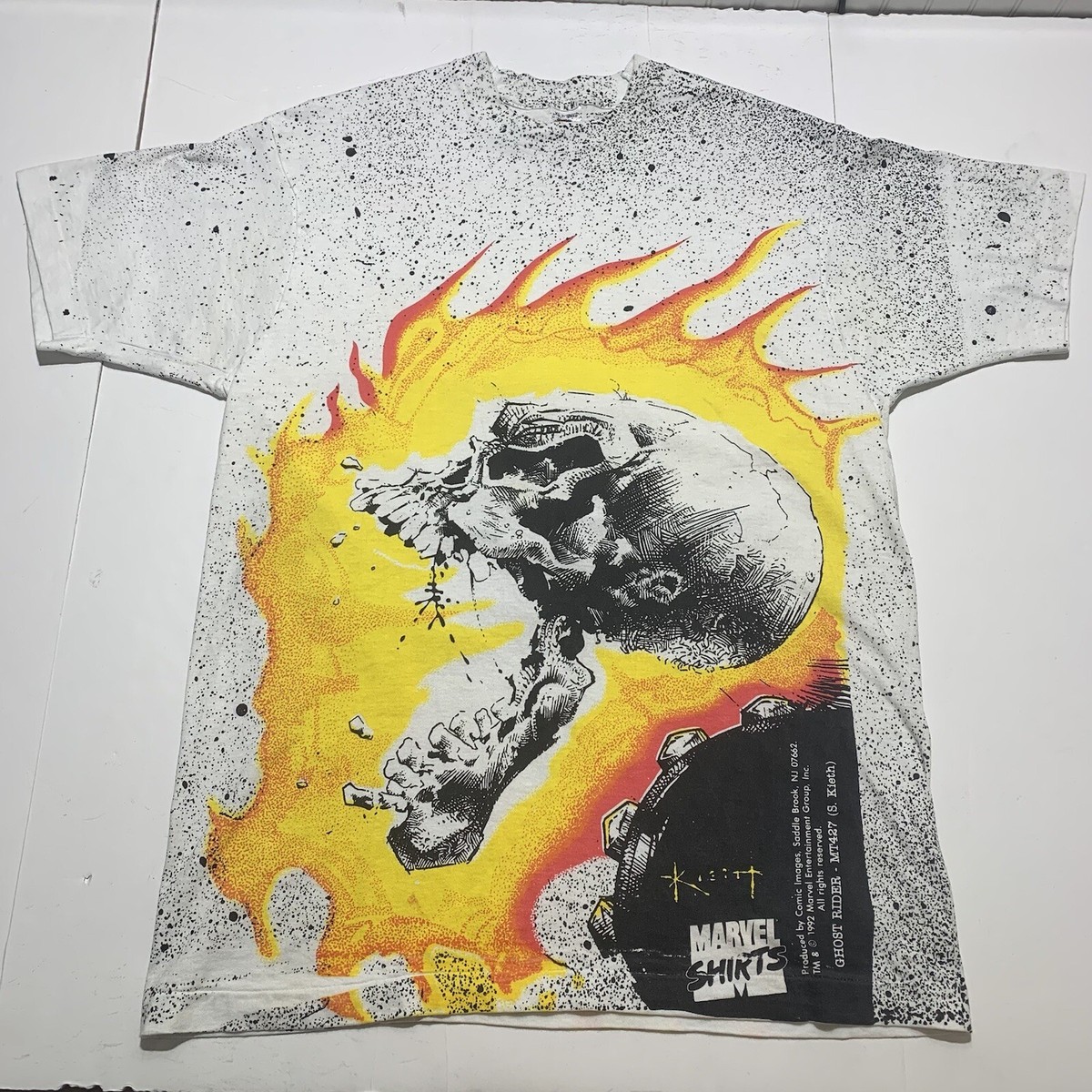 Vintage Ghost Rider Shirt Mens XL Marvel Mega All Over Print Keith