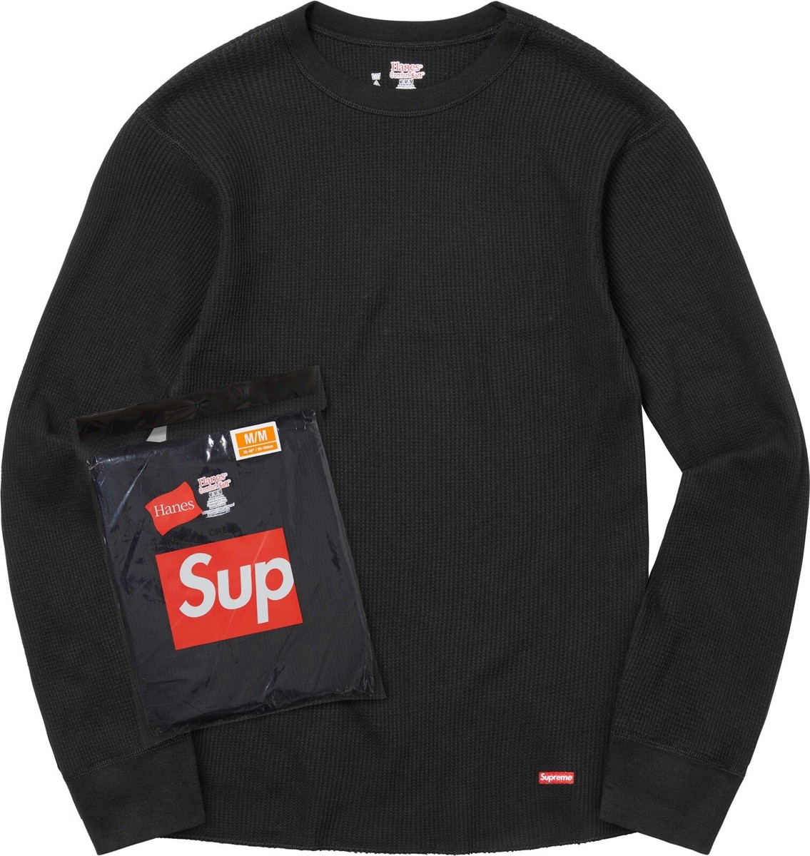 Supreme® Hanes Thermal Crew Neck 1-Pack L/S Top Black Undershirt