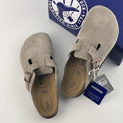 Birkenstock Boston Soft Footbed Taupe Suede Wide Men's Clogs Size