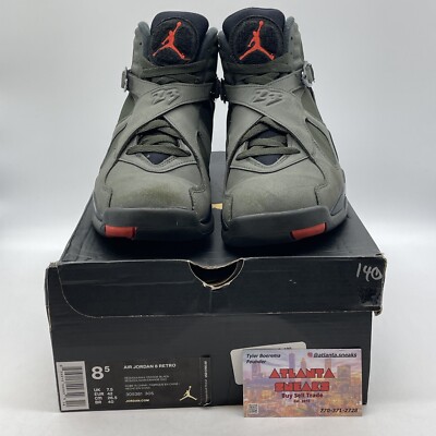 Size 8.5 - Air Jordan 8 Retro Take Flight Olive Black Red (305381