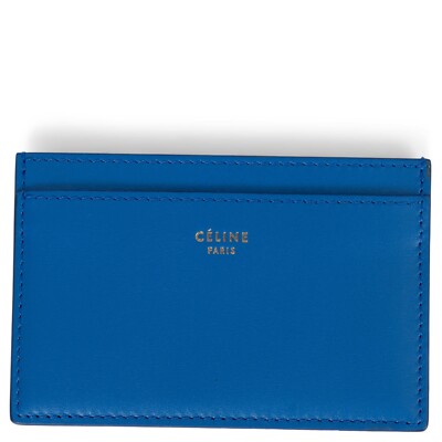70276 auth CELINE blue leather Credit Card Holder Wallet | eBay