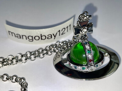 Vivienne Westwood Silver Green 3D Big Orb Pendant Necklace | eBay
