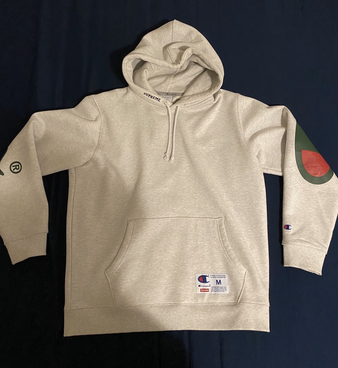 Supreme Champion Hooded Sweatshirt Hoodie SS18 Ash Grey Size