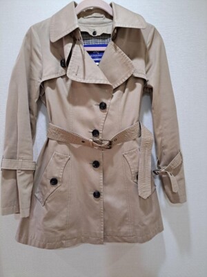 BURBERRY BLUE LABEL trench coat belted color Beige size-34 fashion