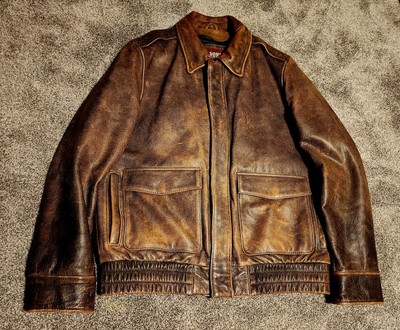 90s A-2 Vintage Leather Flight Jacket - 90s vintage A2 leather