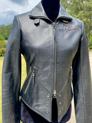 Harley-Davidson Women's ISIS Eagle Black Leather Jacket XS MINT | eBay