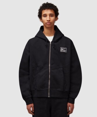 Men's Nike x Stussy Loose Fit Hoodie Pullover Fleece Zip Jacket