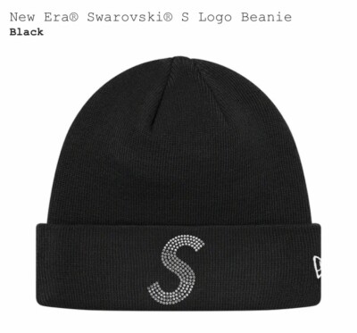 Supreme New Era Swarovski S Logo Beanie Black With Bag N Stickers