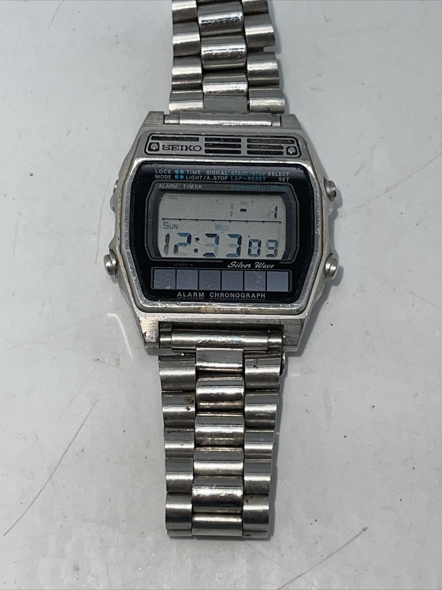 Seiko Silver Wave A258-5000 A2 Digi Alarm Chronograph 1980 Mens