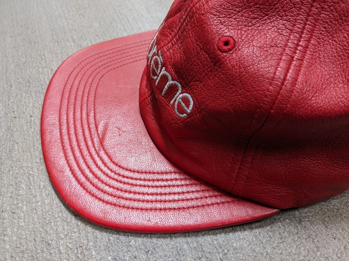 Supreme Classic 6-Panel Red Leather Cap Hat Adjustable FW16 | eBay