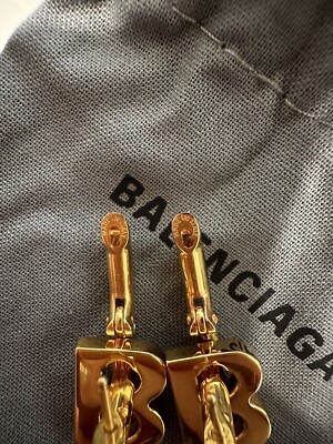 Balenciaga B chain XS earring in gold color | eBay