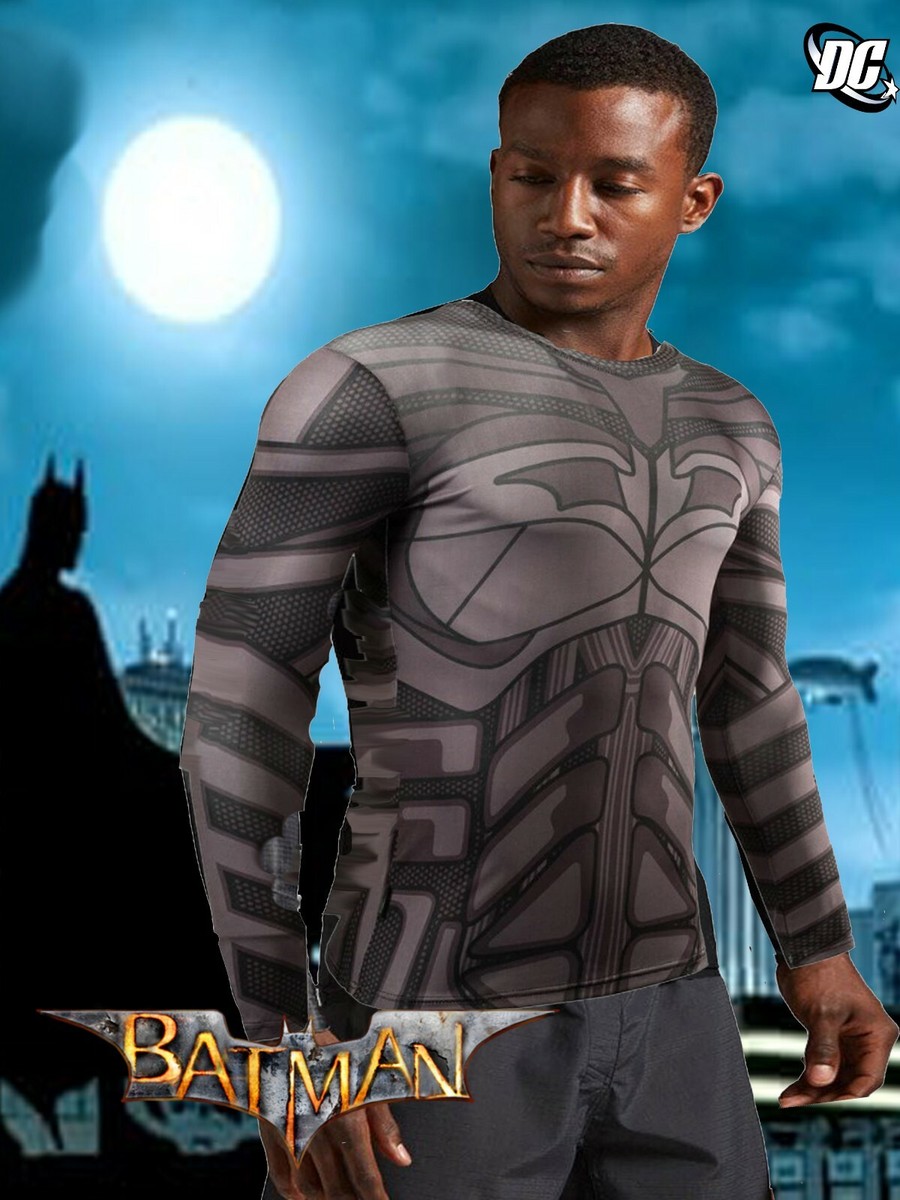NEW! BATMAN MEN'S LONG SLEEVE COMPRESSION SHIRT SIZES (US M-XL