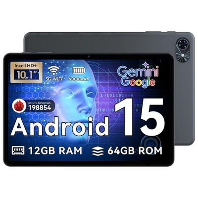 TABWEE T80 WiFi Tablet 10.1 Inch Android 15 12GB+64GB/2TB 6000mAh