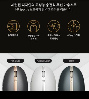 HP Spectre Mouse 700 Rechargeable Bluetooth Wireless Mouse Silver