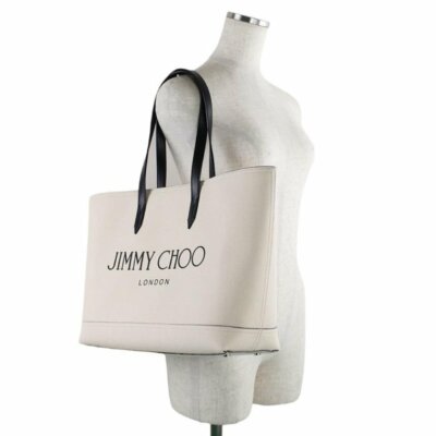 Jimmy Choo Shoulder Bag New Printed Logo Beige Canvas Tote | eBay