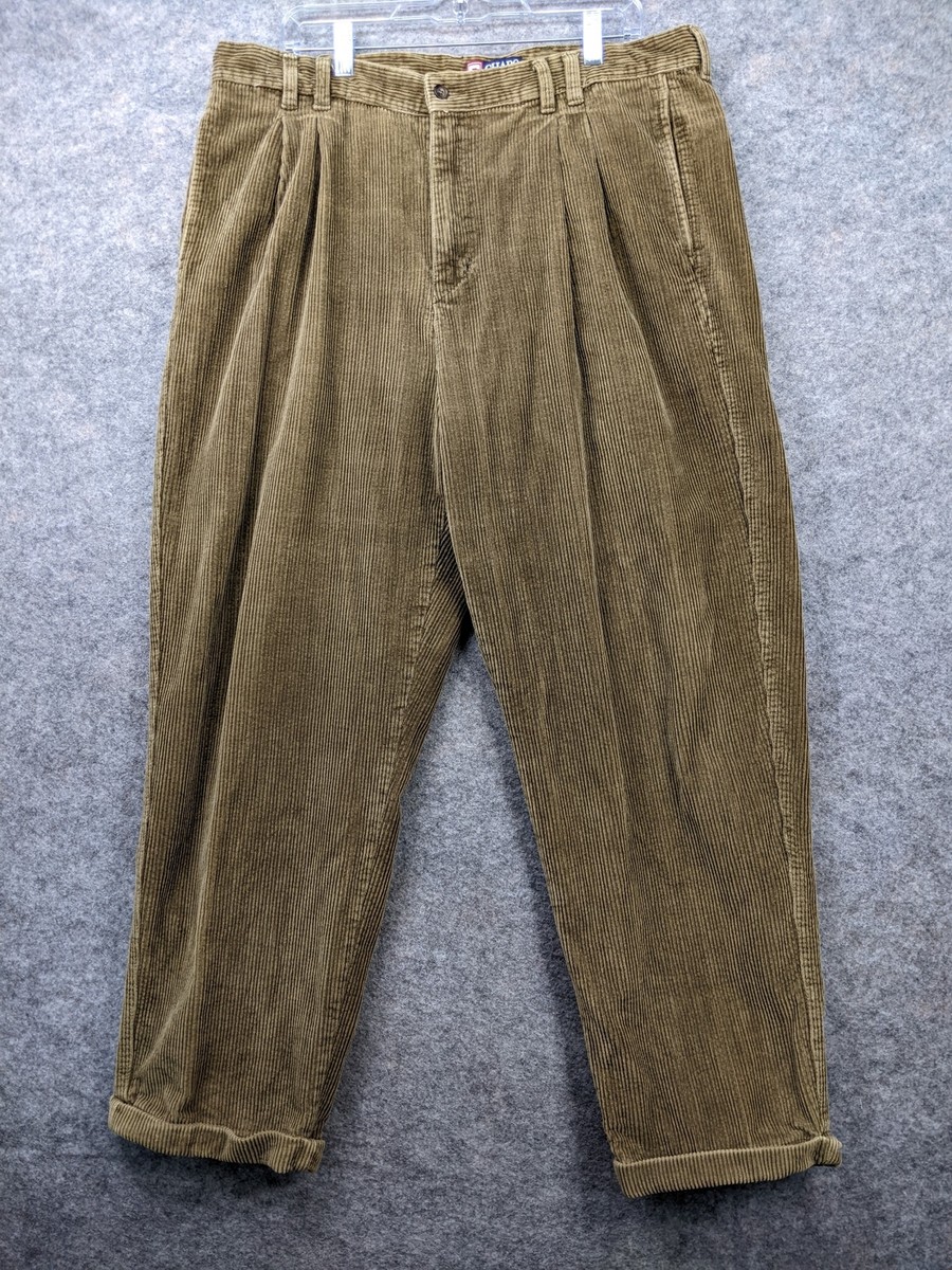CHAPS Ralph Lauren Corduroy Pants Mens 36 x 30 Brown Pleated