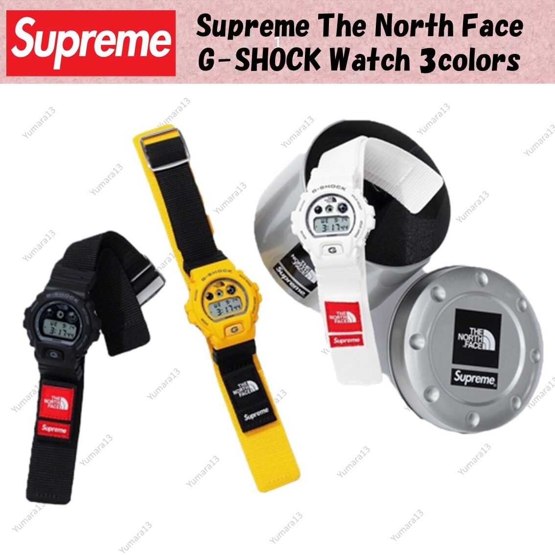 Supreme The North Face G-SHOCK Watch Black White Yellow Brand New