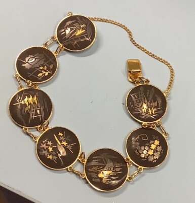 Amita Japanese Damascene Gold Bracelet | eBay