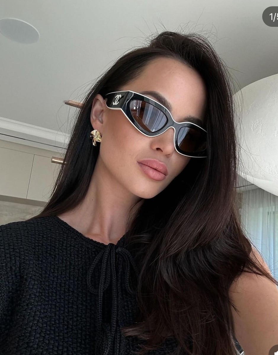 NEW CHANEL CH6056 Sunglasses Black/Beige Brown Lens Shield Wrap | eBay