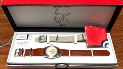 SEIKO POKEMON Limited Watch With Gray Strap Eevee Eievui SCXP179