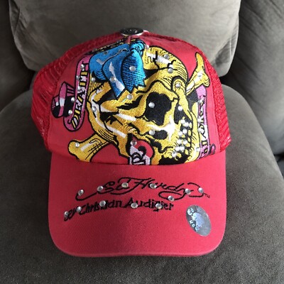 Ed Hardy Christian Audigier Trucker Mesh Hat SnapBack Cap Skull