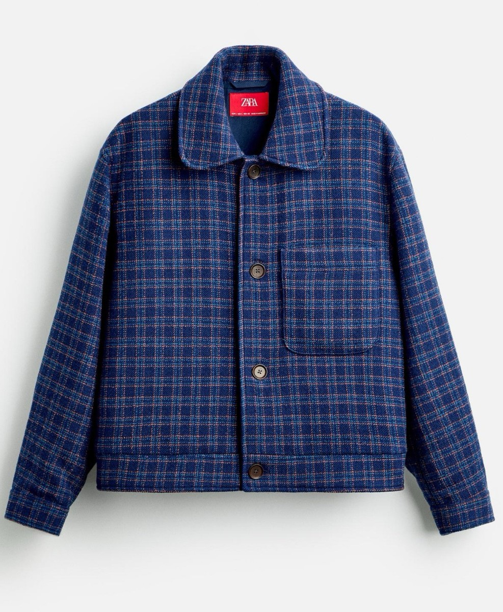 ZARA X Harry Lambert Man CHECKERED JACKET BLUE. Size XL. Limited