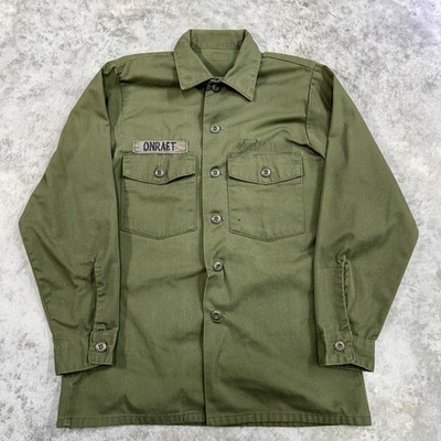Vintage US Army Utility Shirt Mens Medium Olive Green OG-107