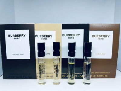Burberry Hero Perfume Collection For Men Sample Spray Via 4pc Set