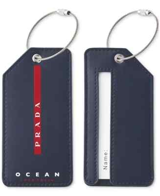 Prada Beauty Faux Leather Luggage Tag ID Plate Navy Blue/Red