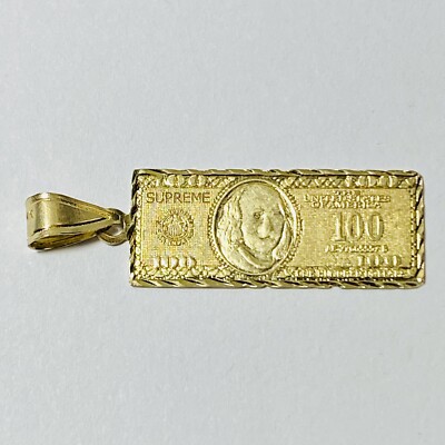 Supreme 2017 14K Yellow Gold US $100 Bill Pendant 1.8g | eBay