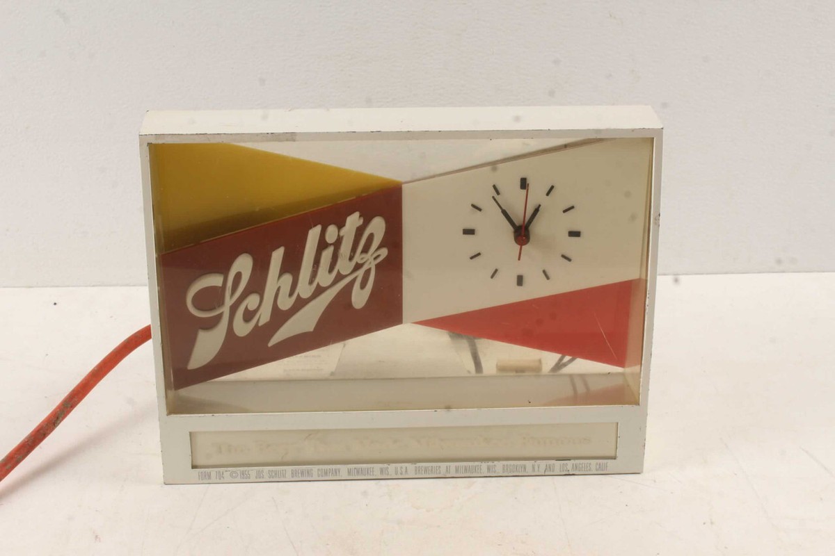 Vintage 1955 Schlitz Beer Advertising Light Up Sign Clock | eBay