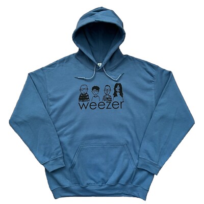 Weezer Hoodie Sweatshirt Pullover NEW Indigo Blue Mens Unisex Fit