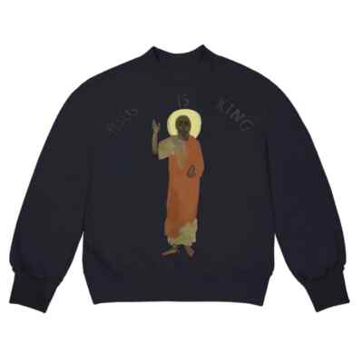 Kanye West Jesus is King JIK Crewneck Sweatshirt Navy Blue Small
