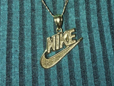 Gold Nike Swoosh Pendant Retro 925 Sterling Silver 14k | eBay