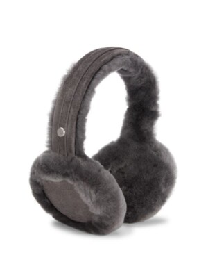 NWT UGG Australia Classic Logo Shearling Earmuffs / Charcoal / NEW