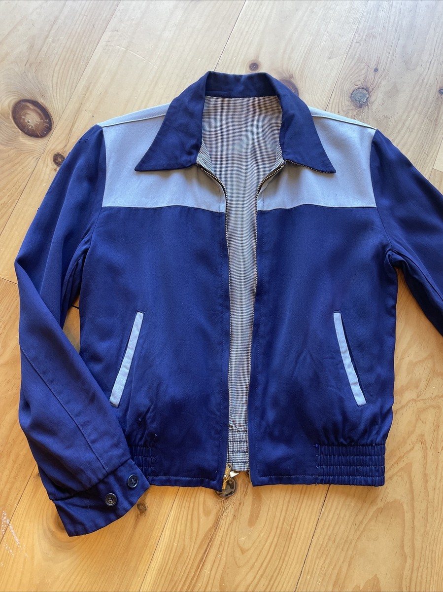 Vtg 1940s Navy Blue And Grey Reversible Rayon Gabardine Ricky